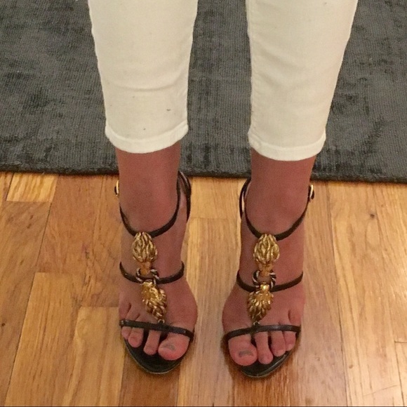 Roberto Cavalli Shoes - ROBERTO CAVALLI BLACK SANDALS SIZE 37.5